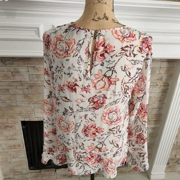 BANANA republic floral pleated long bell sleeve shirt size small - Picture 4 of 6